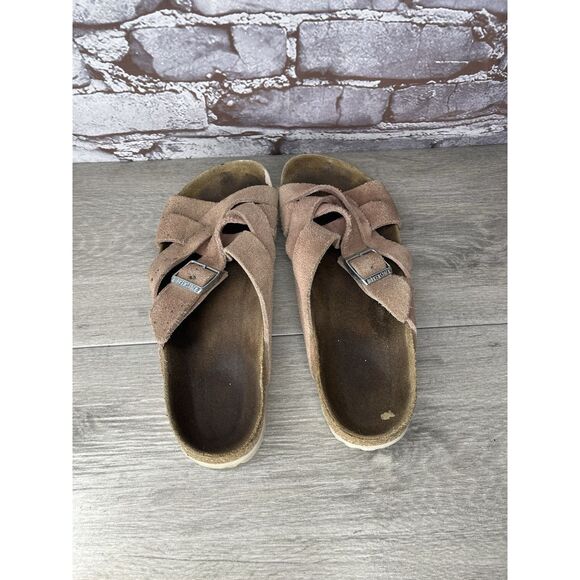 Birkenstock Lugano Pink Clay Suede Leather Slides Sandals Women Sz 39EU/8.5M US - Picture 6 of 16